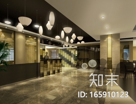 现代时尚餐厅设计装修施工图（含效果）cad施工图下载【ID:165910123】