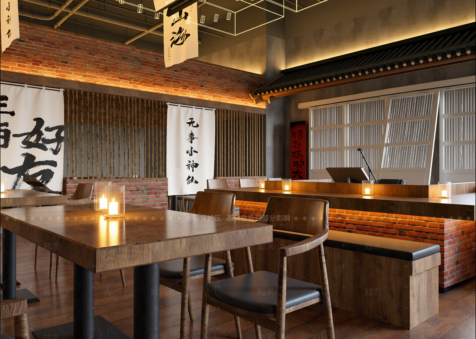 原木日料店3D模型下载【ID:1214995813】