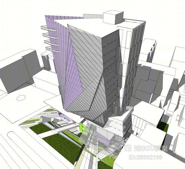 现代办公楼SU模型下载【ID:26562166】
