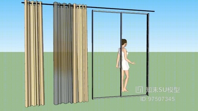 窗帘SU模型下载【ID:918135472】
