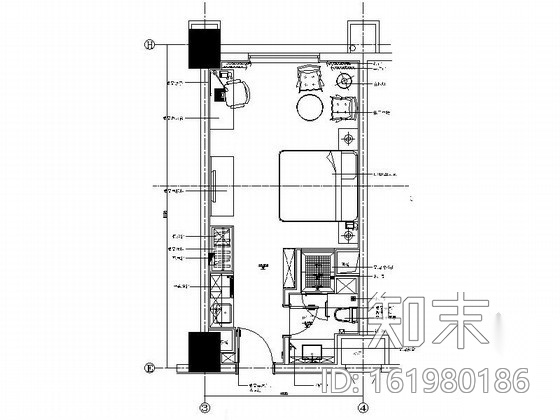 [苏州]商务酒店C型标准双人客房装修图cad施工图下载【ID:161980186】