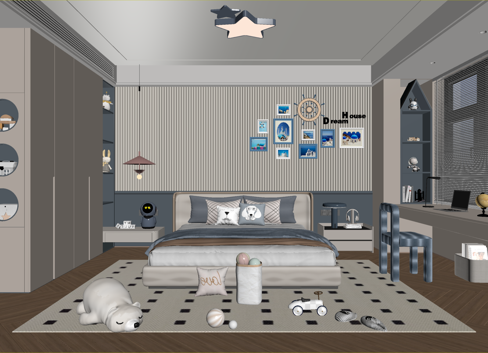 现代通用儿童房3D模型下载【ID:1214781247】