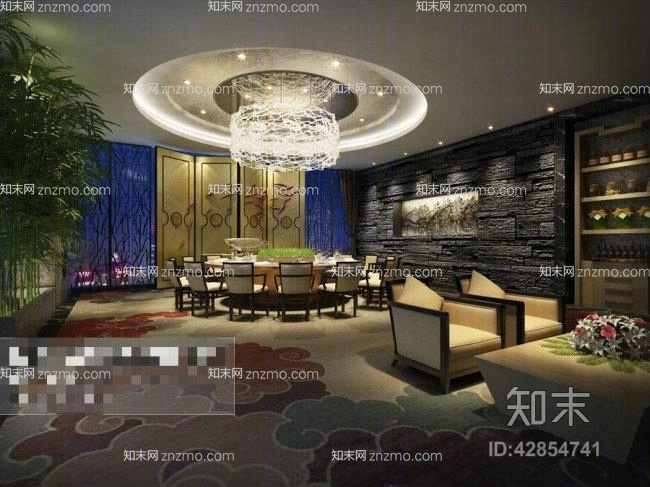 现代酒店宴会厅3D模型下载【ID:42854741】