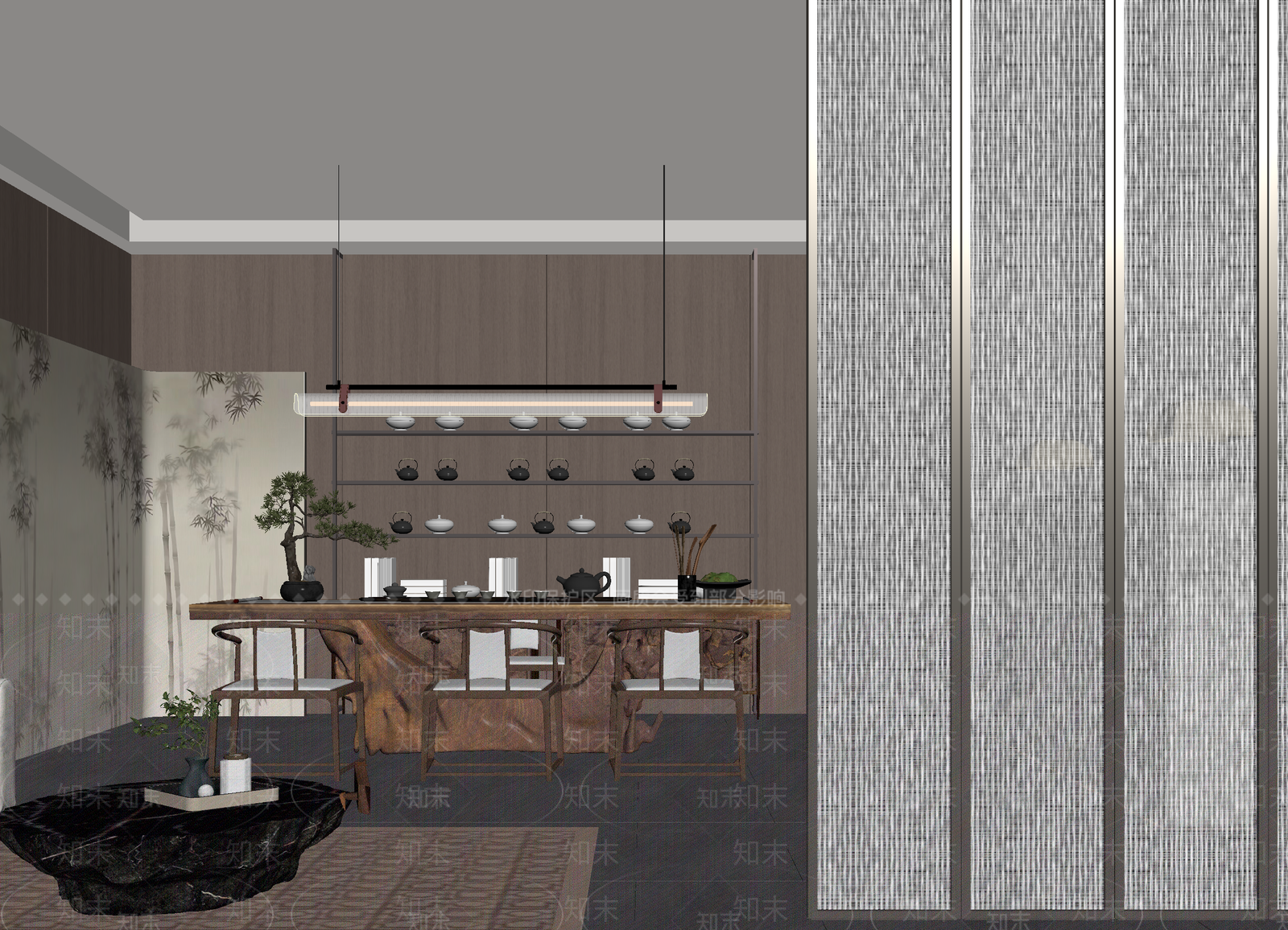 新中式茶室3D模型下载【ID:1215131063】