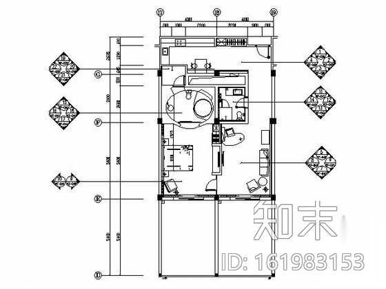 休闲度假酒店四套客房施工图cad施工图下载【ID:161983153】