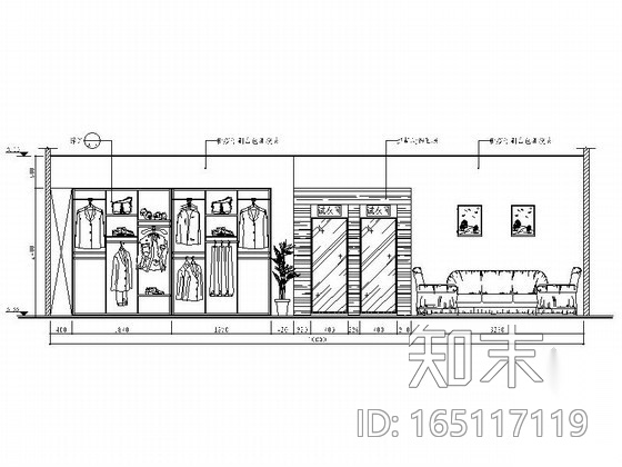 某品牌男装店铺装修图cad施工图下载【ID:165117119】
