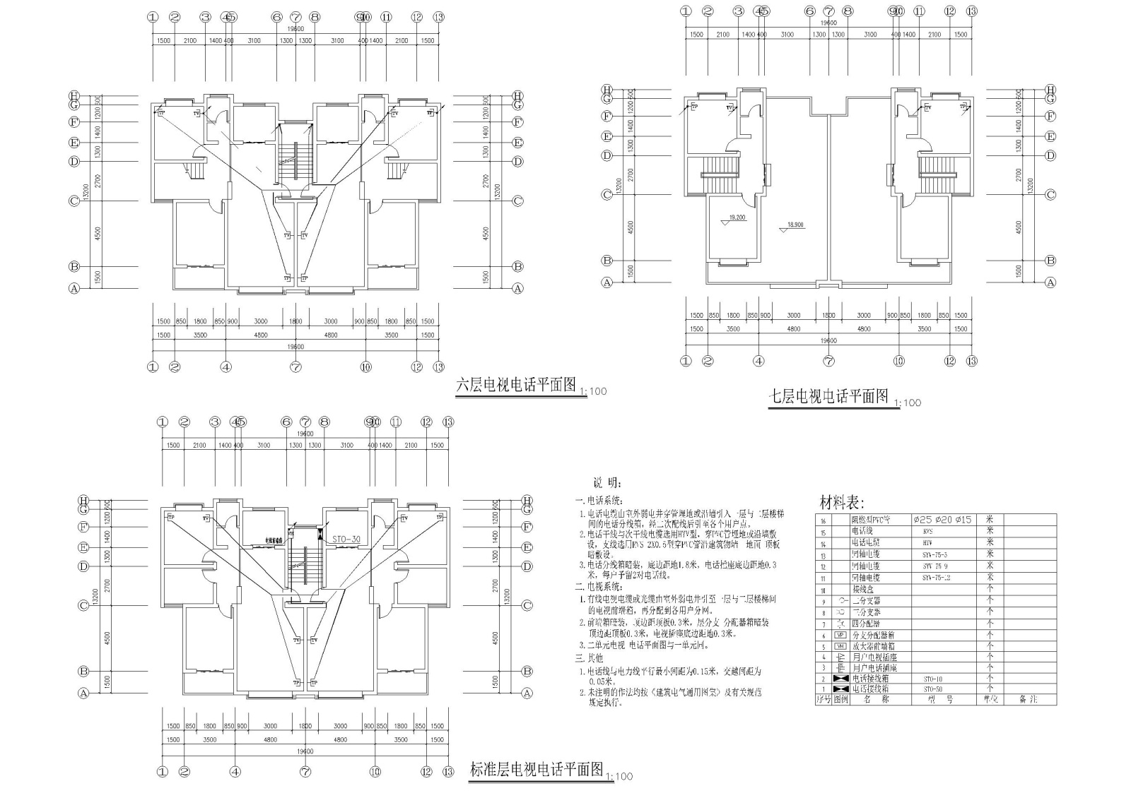 五套多层住宅建筑施工图纸施工图下载【ID:160718174】