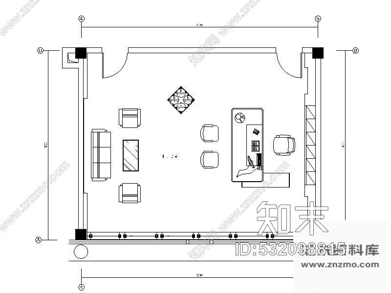 施工图某烟厂副厂长办公室装修图cad施工图下载【ID:532098815】