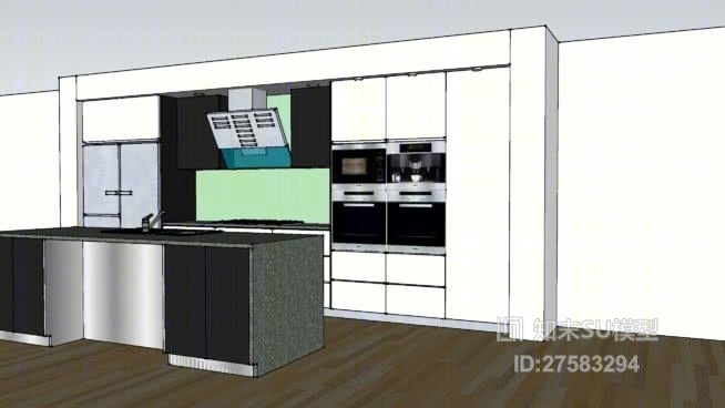 家居封闭厨房SU模型下载【ID:219289903】