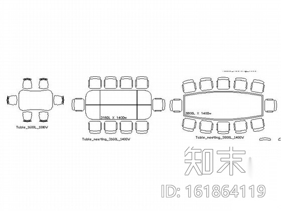 办公会议桌CAD图块cad施工图下载【ID:161864119】