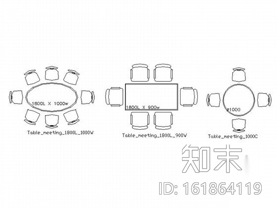 办公会议桌CAD图块cad施工图下载【ID:161864119】