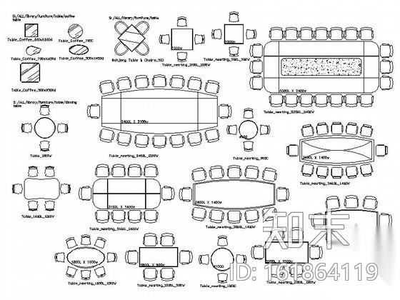 办公会议桌CAD图块cad施工图下载【ID:161864119】