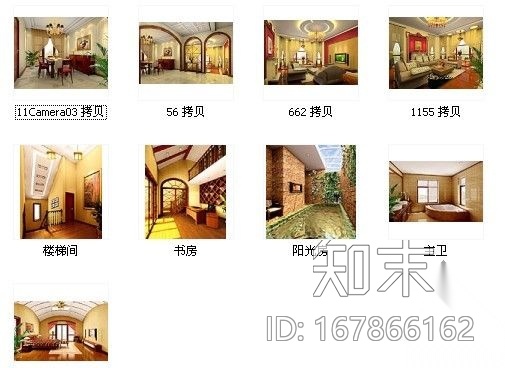 [北京]古典风格住宅施工图(含效果)cad施工图下载【ID:167866162】