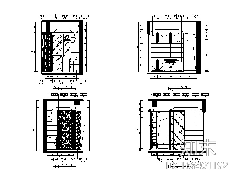 整套古典风格样板间设计CAD施工图（含效果图、3D文件...施工图下载【ID:166401192】