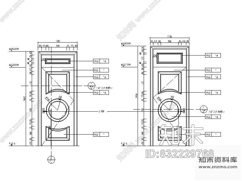 图块/节点欧式卧室门详图施工图下载【ID:832229768】