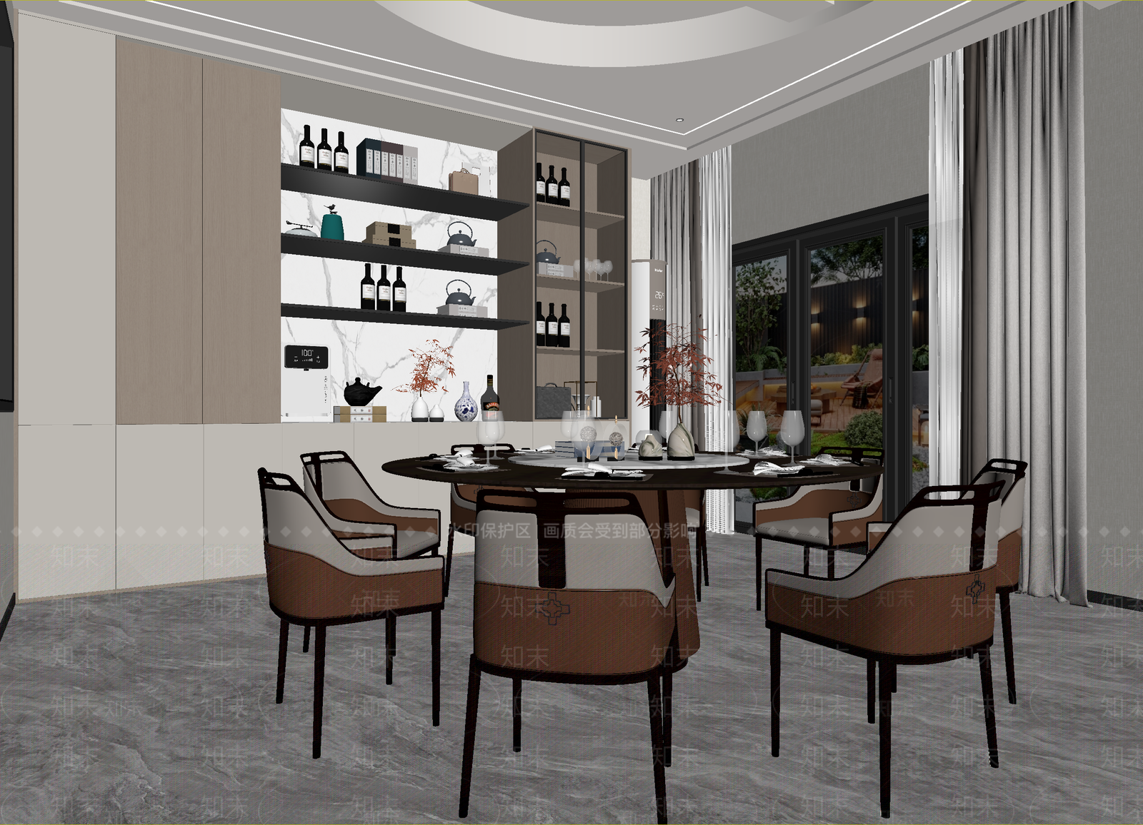 现代家居餐厅3D模型下载【ID:1215075184】