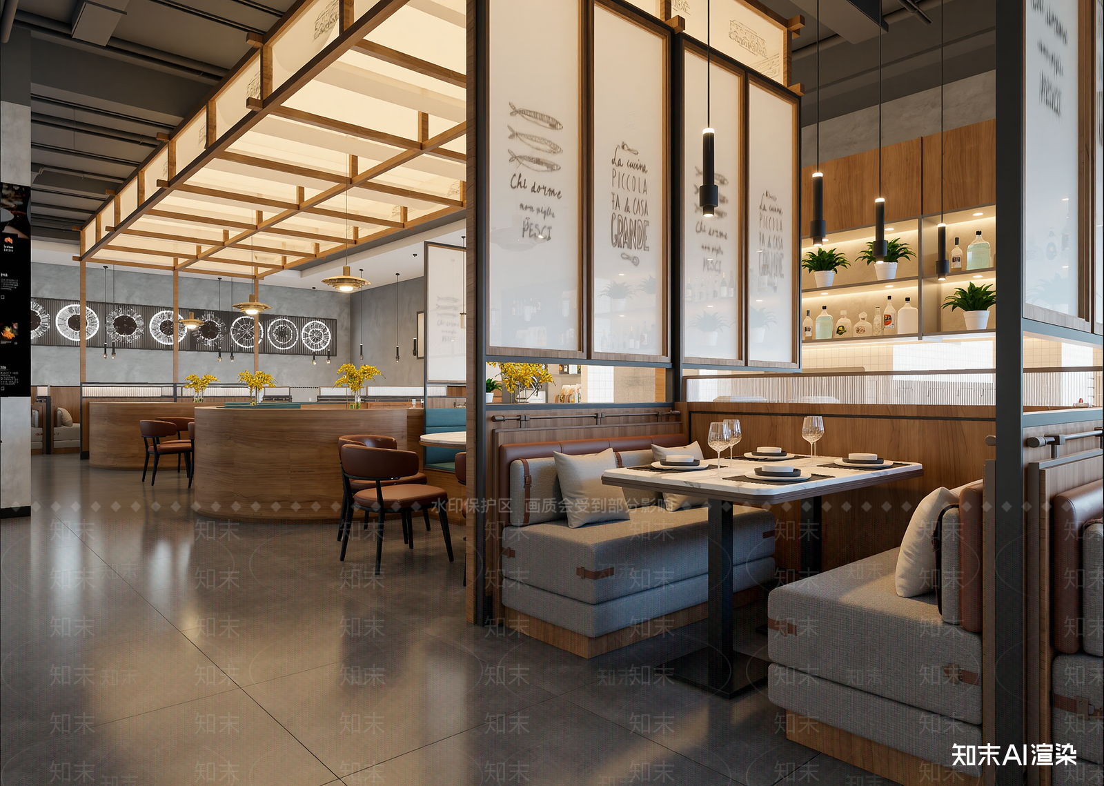 现代西餐厅3D模型下载【ID:1214132318】