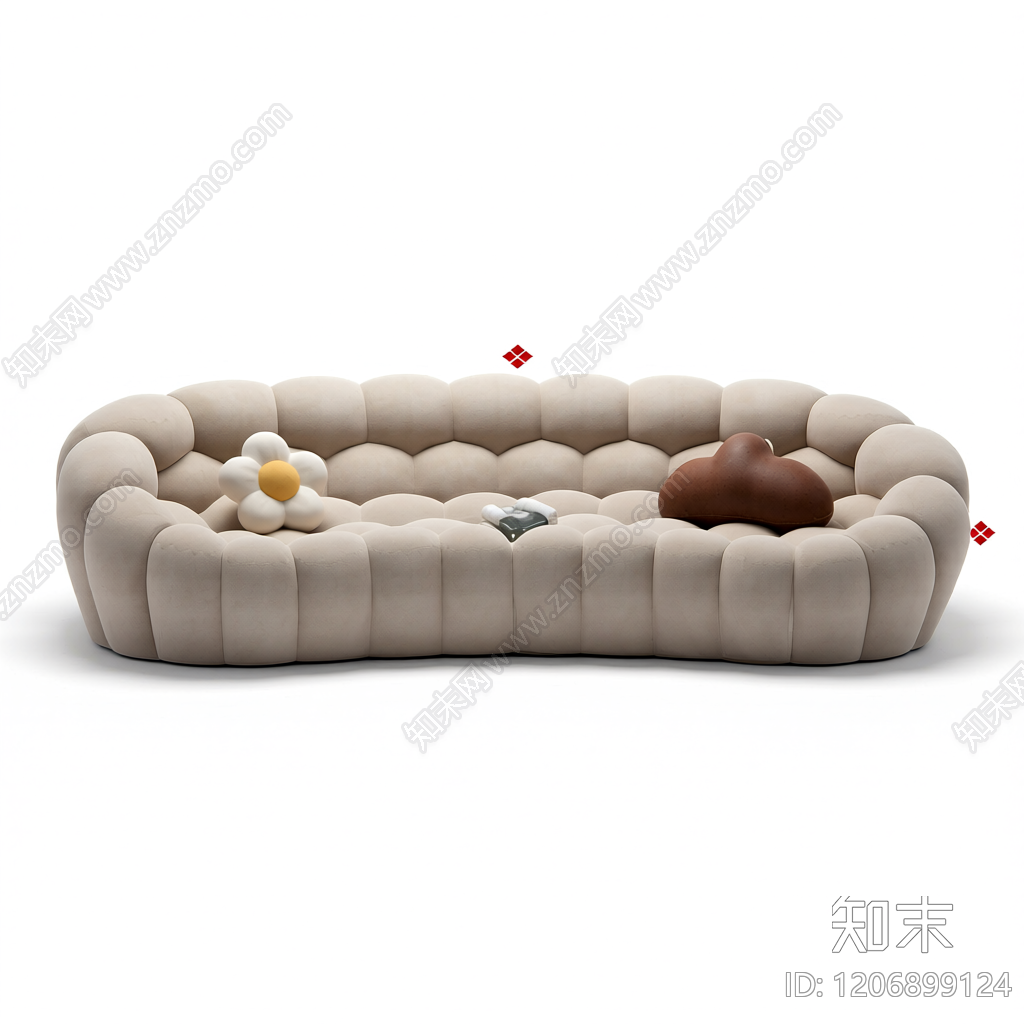 波浪形布艺沙发3D模型下载【ID:1206899124】
