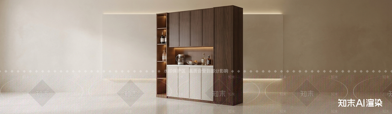 深色木质餐边柜餐边柜3D模型下载【ID:1227523898】