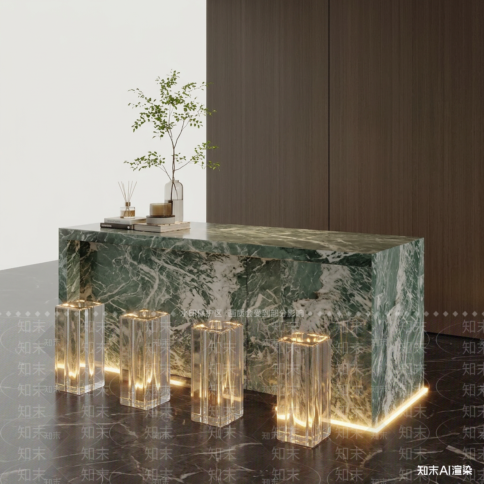 大理石吧台玄关柜3D模型下载【ID:1227323282】