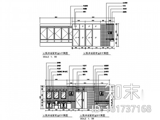 某奢华古典三层别墅装修图（含效果）cad施工图下载【ID:161737168】