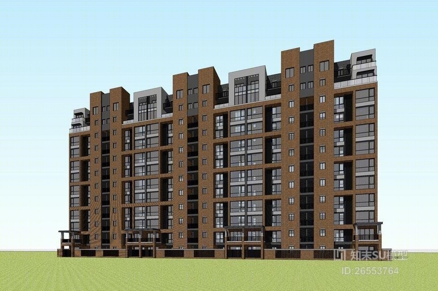 现代多层住宅SU模型下载【ID:26553764】