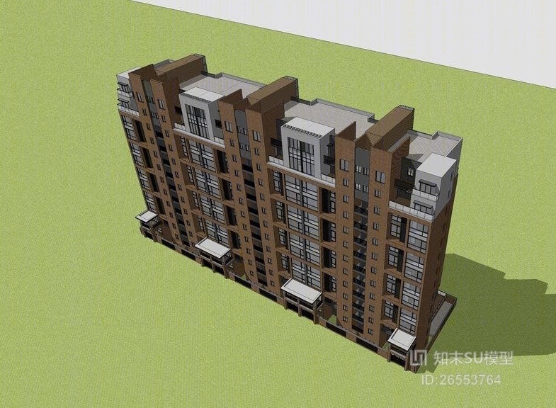 现代多层住宅SU模型下载【ID:26553764】