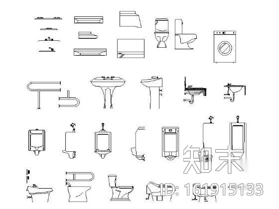 精选卫浴图块cad施工图下载【ID:161915133】