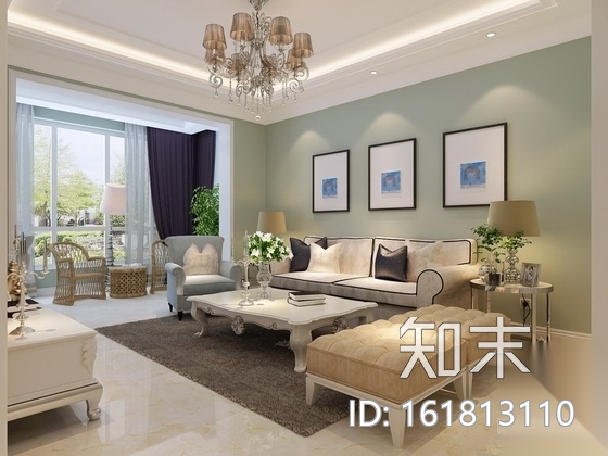 [银川]工业园区简欧三居室雅居装修施工图（含效果及模型...cad施工图下载【ID:161813110】