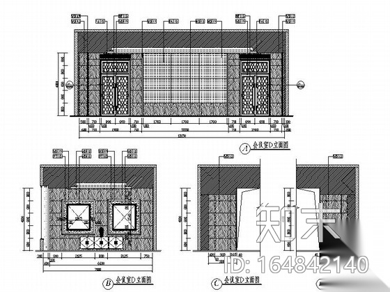 [四川]灾后重建会议中心宴会会议室施工图（含效果图片...cad施工图下载【ID:164842140】