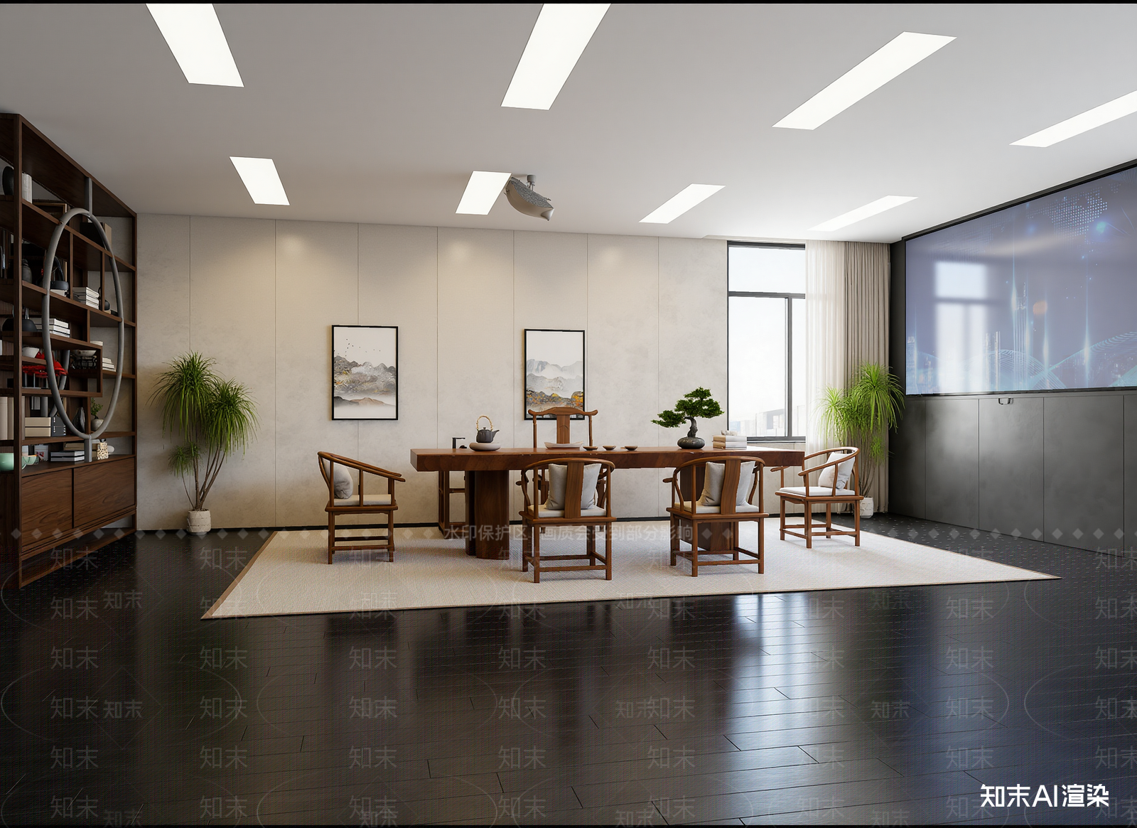 新中式会议室3D模型下载【ID:1214287584】