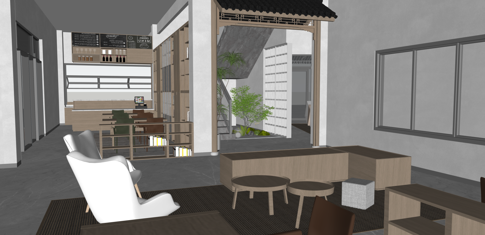 现代咖啡厅SU模型下载【ID:1215946387】