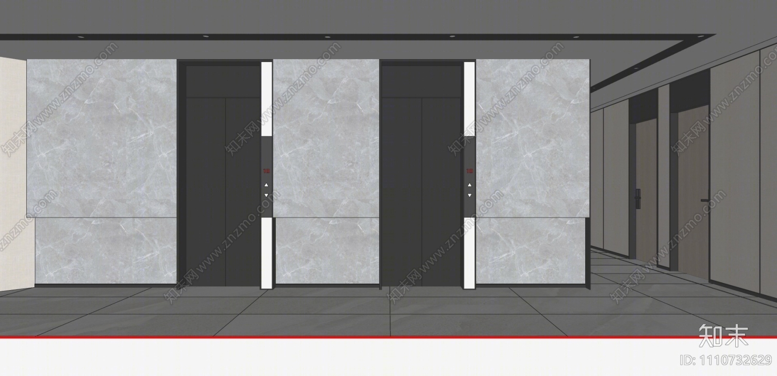 现代电梯厅SU模型下载【ID:1110732629】