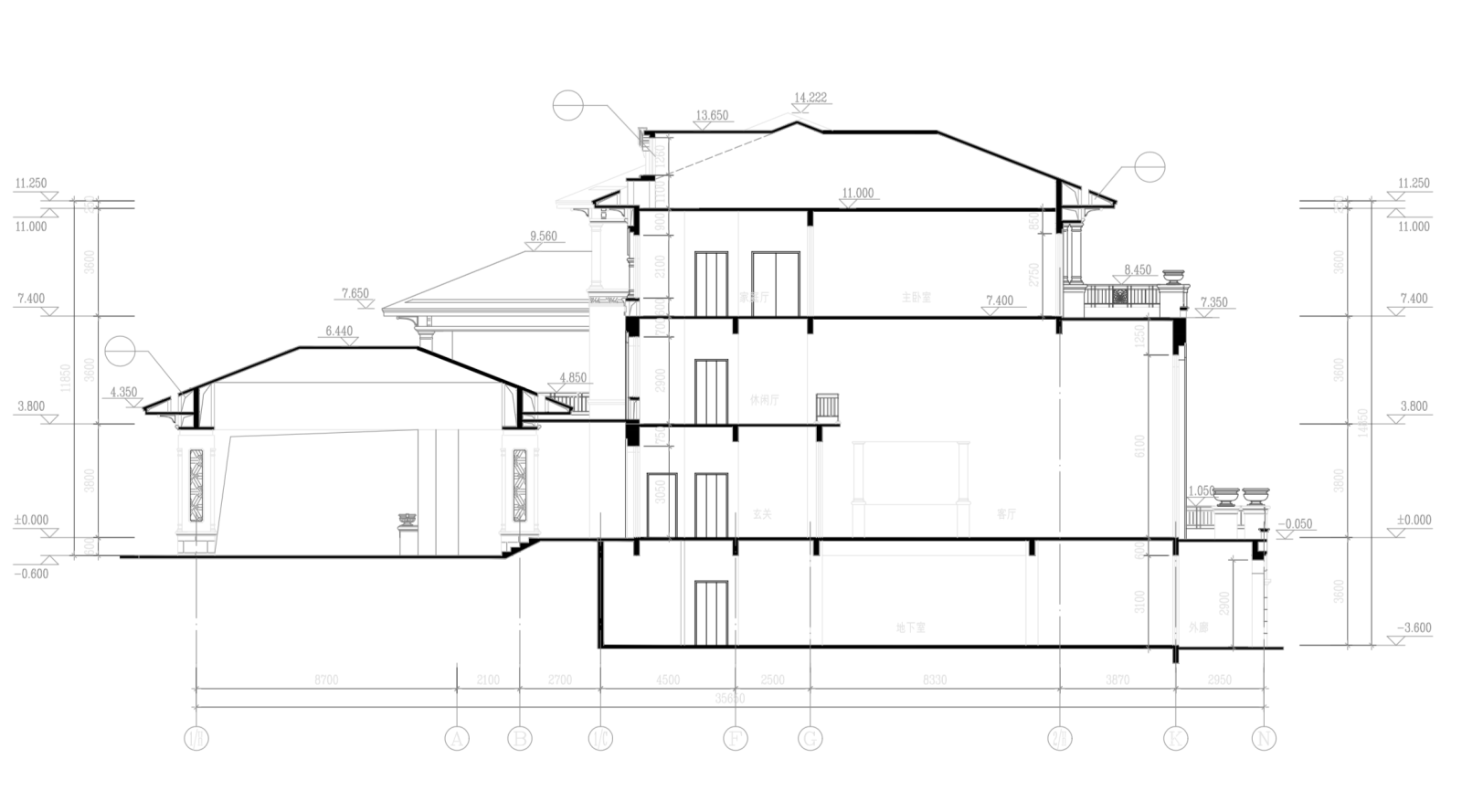 3层独栋欧式风格别墅建筑设计（包含CAD）施工图下载【ID:149894195】