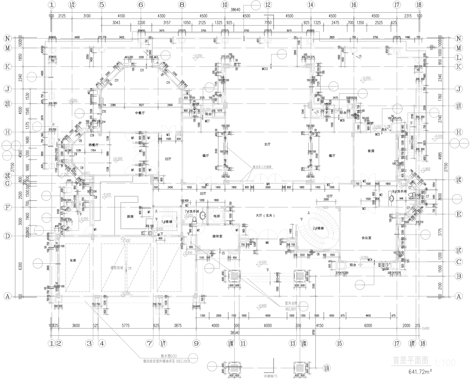 3层独栋欧式风格别墅建筑设计（包含CAD）施工图下载【ID:149894195】