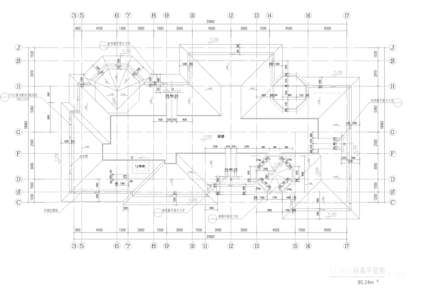 3层独栋欧式风格别墅建筑设计（包含CAD）施工图下载【ID:149894195】