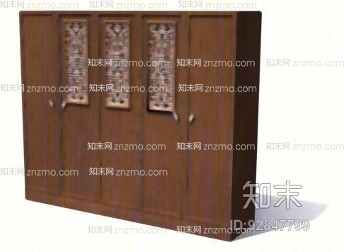 现代棕色木艺衣柜3D模型下载【ID:92847799】