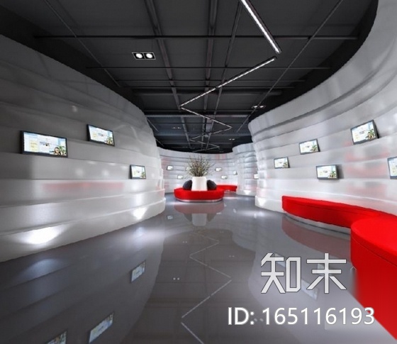 [江苏]某现代风公司办公室及展厅室内装修施工图（含效果...cad施工图下载【ID:165116193】