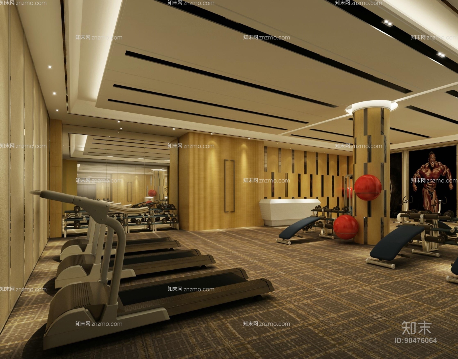 现代健身房3D模型下载【ID:90476064】