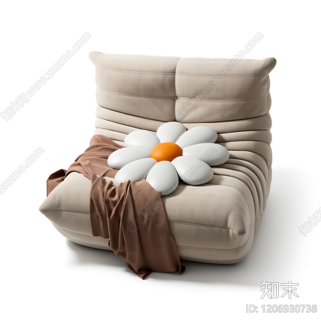 花朵靠垫沙发3D模型下载【ID:1206930738】