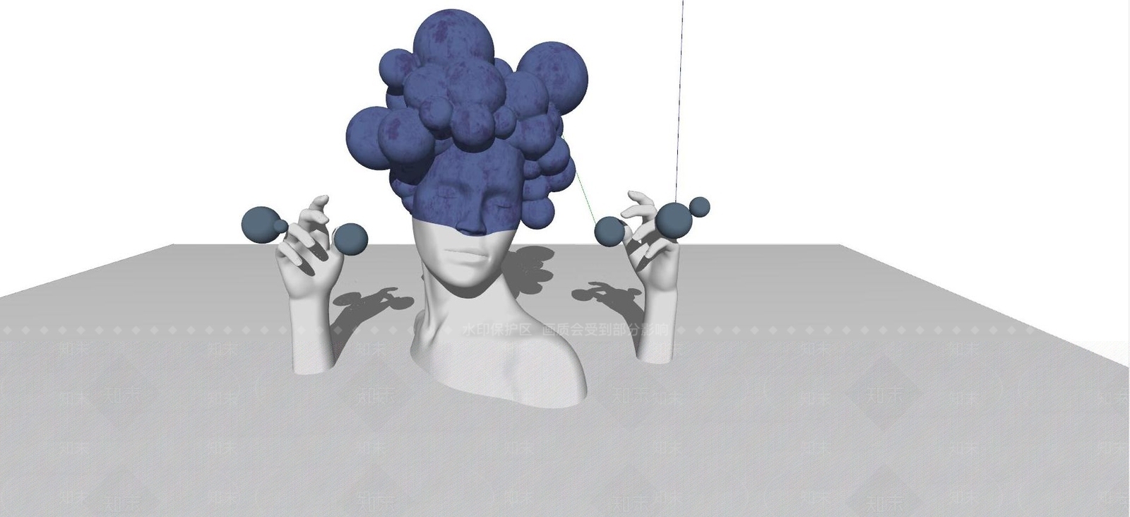 北欧创意人像雕塑SU模型下载【ID:1111715658】