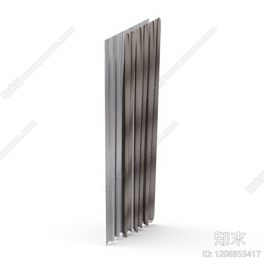灰色布艺窗帘3D模型下载【ID:1206955417】