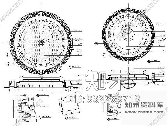 图块/节点中式风圆造型顶详图cad施工图下载【ID:832268719】