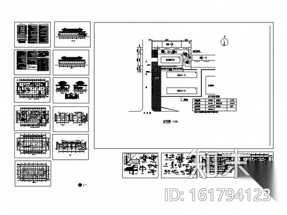 [江苏]某中式风格洗浴中心外立面装修施工图cad施工图下载【ID:161794123】