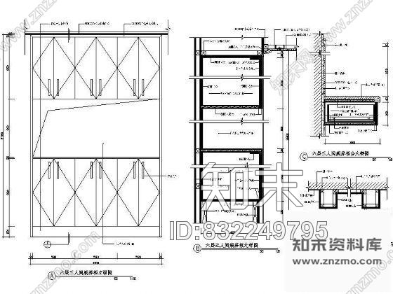 图块/节点三人间病房柜详图cad施工图下载【ID:832249795】