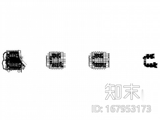 某三层联排别墅组合户型图施工图下载【ID:167953173】