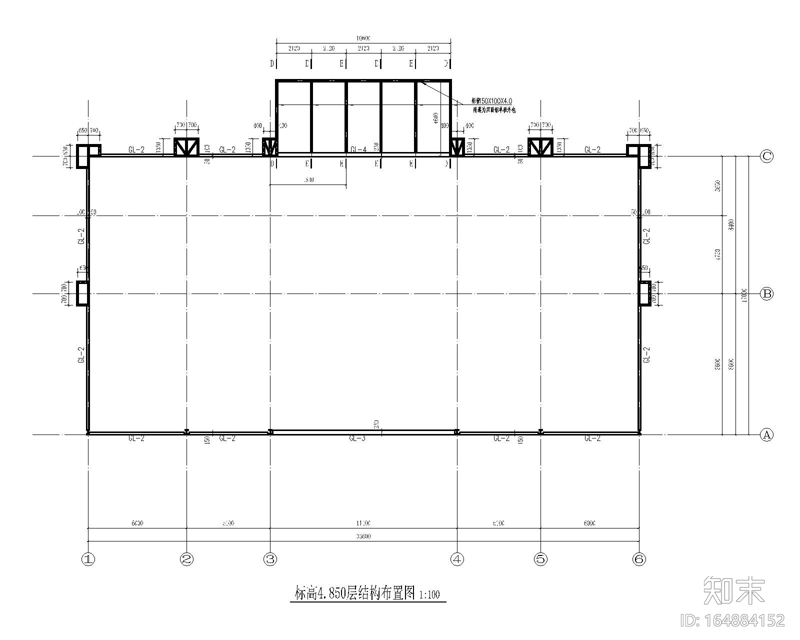 四川某售楼部钢结构桁架全套施工图（CAD）施工图下载【ID:164884152】