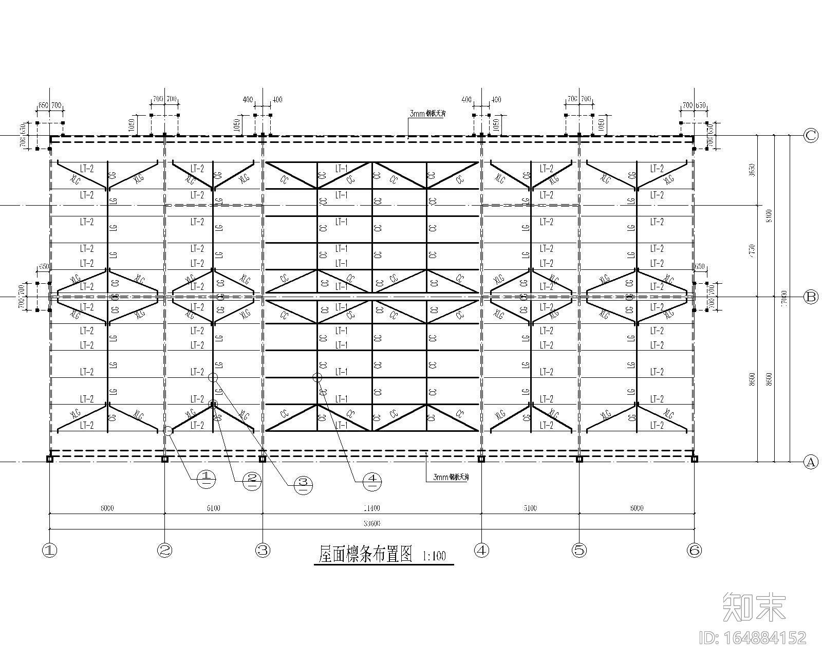 四川某售楼部钢结构桁架全套施工图（CAD）施工图下载【ID:164884152】