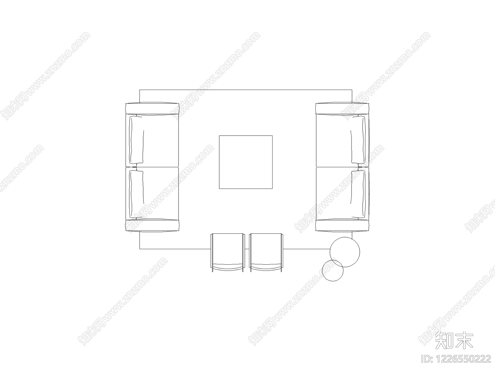 沙发cad施工图下载【ID:1226550222】