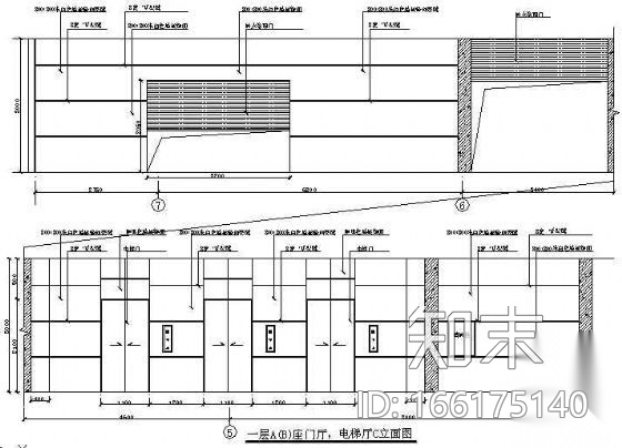 某酒店门厅+电梯厅装修图cad施工图下载【ID:166175140】